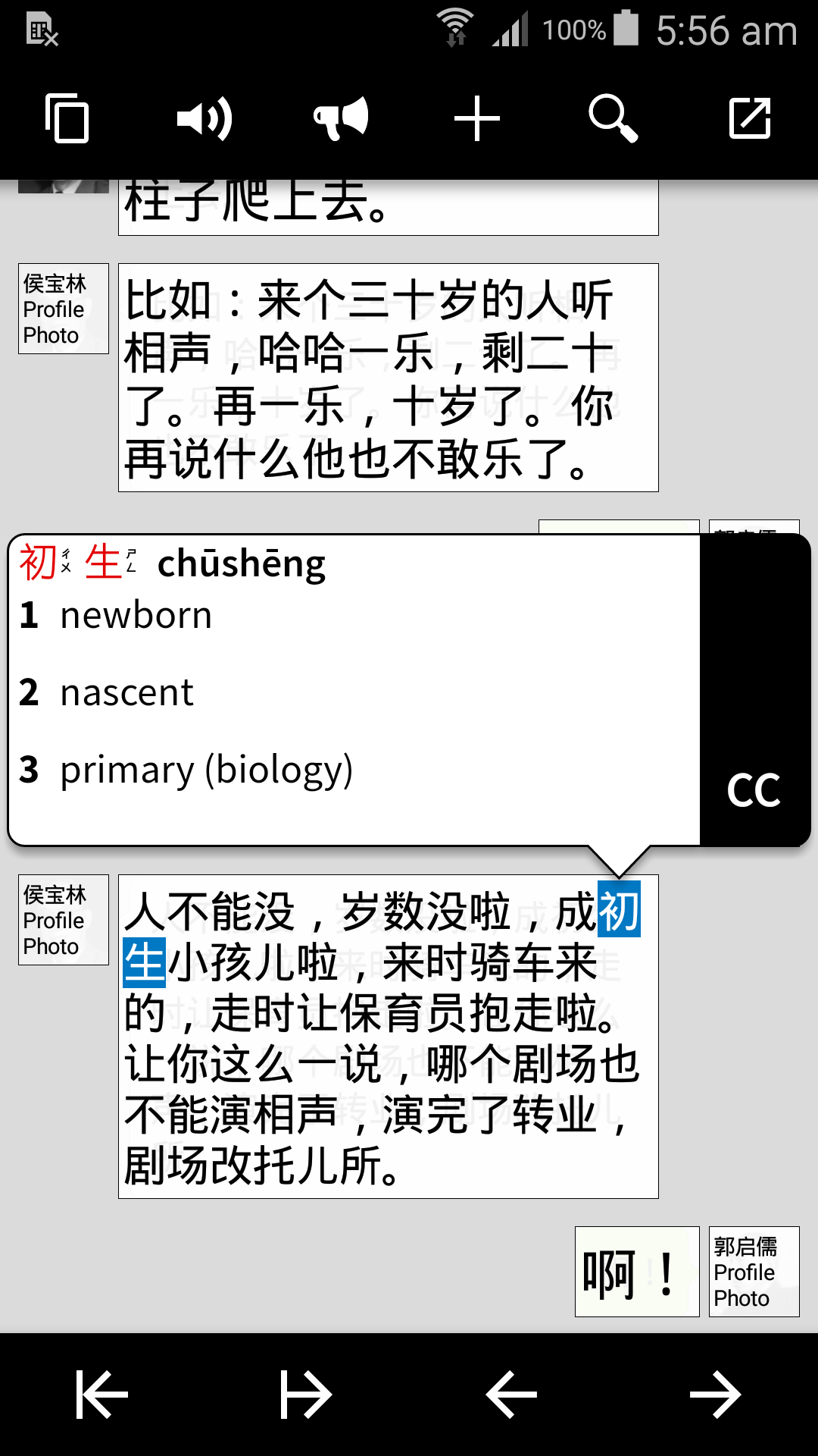 Aperçu de l'interface de Pleco Chinese Dictionary 2