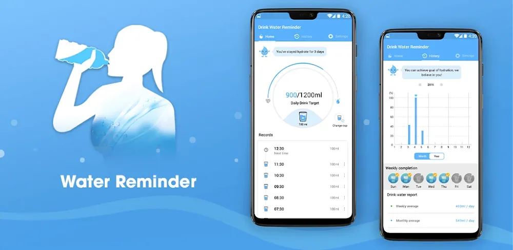 Aperçu de l'application Drink Water Reminder 1