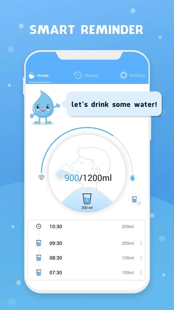 Aperçu de l'application Drink Water Reminder 2