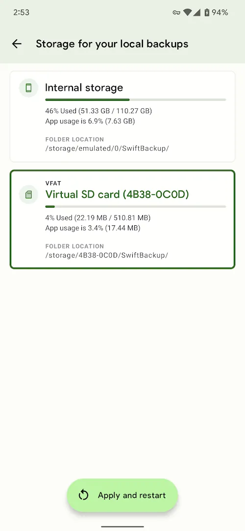 Capture d'écran Swift Backup 2