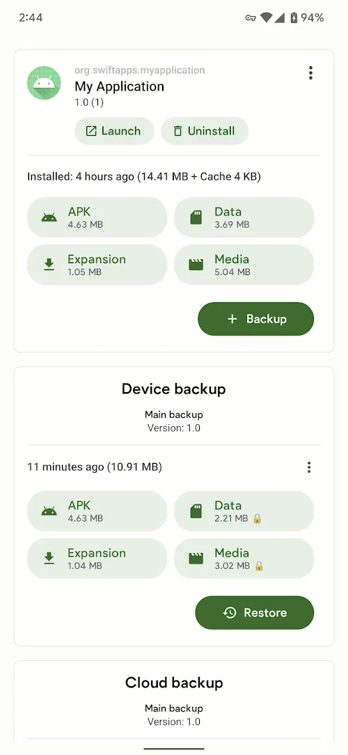 Capture d'écran Swift Backup 7