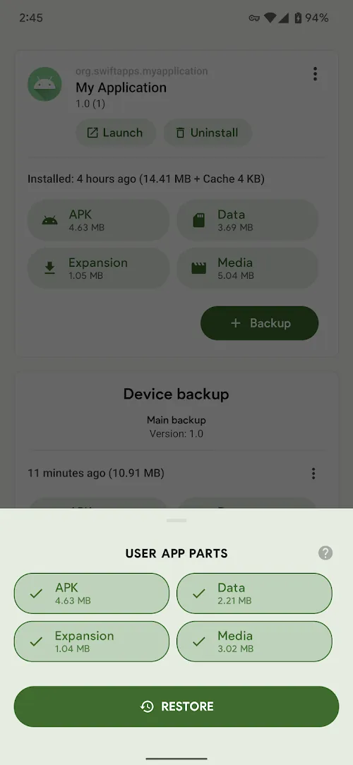 Capture d'écran Swift Backup 6