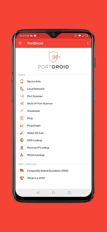 Capture d'écran de l'application PortDroid 2