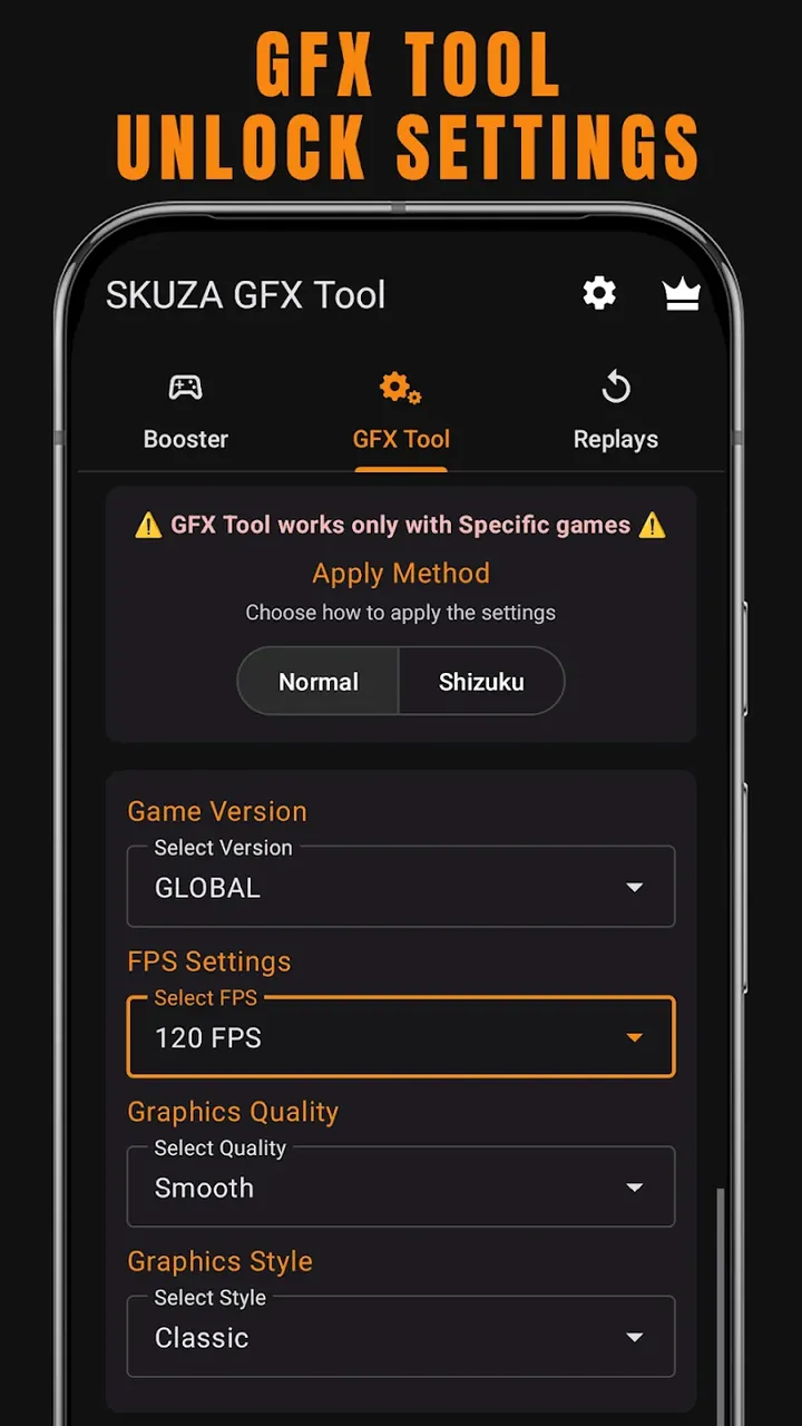 Capture d'écran 3 de l'application SKUZA Game Booster & GFX Tool