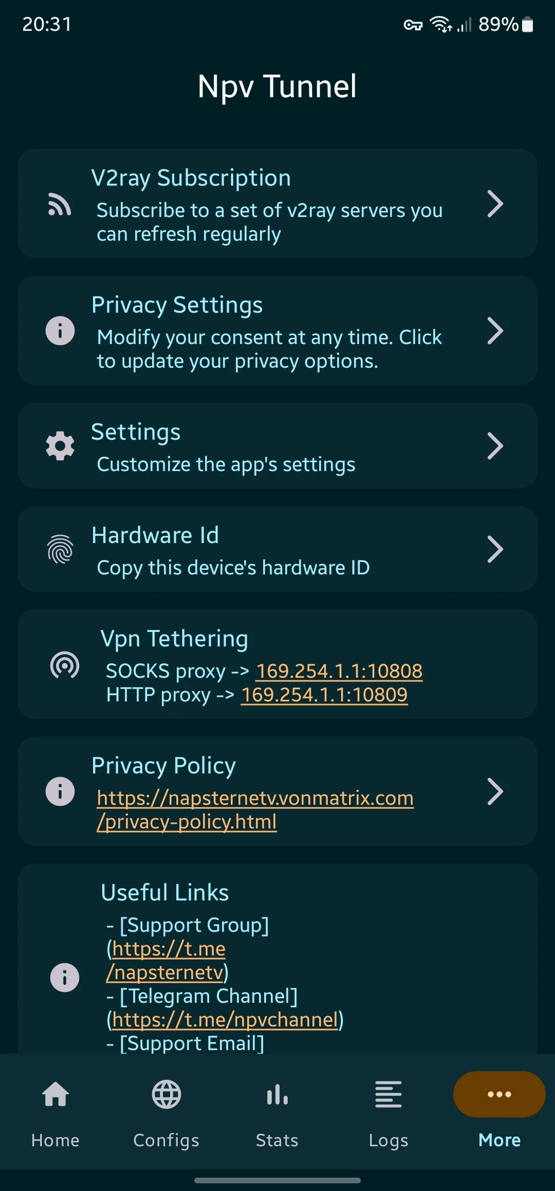Capture d'écran de l'application Npv Tunnel V2Ray/SSH 4
