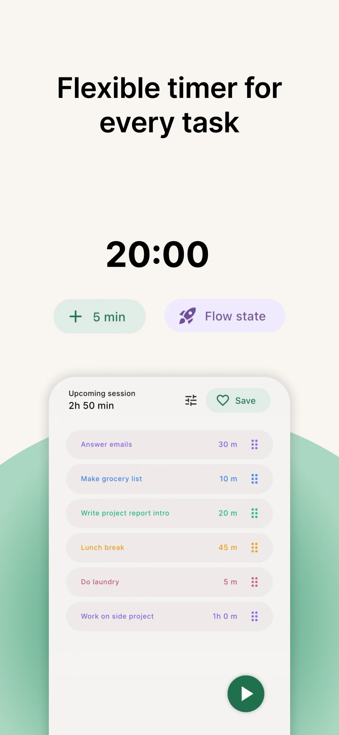 Aperçu de l'application FlowStack - Focus task timer 3
