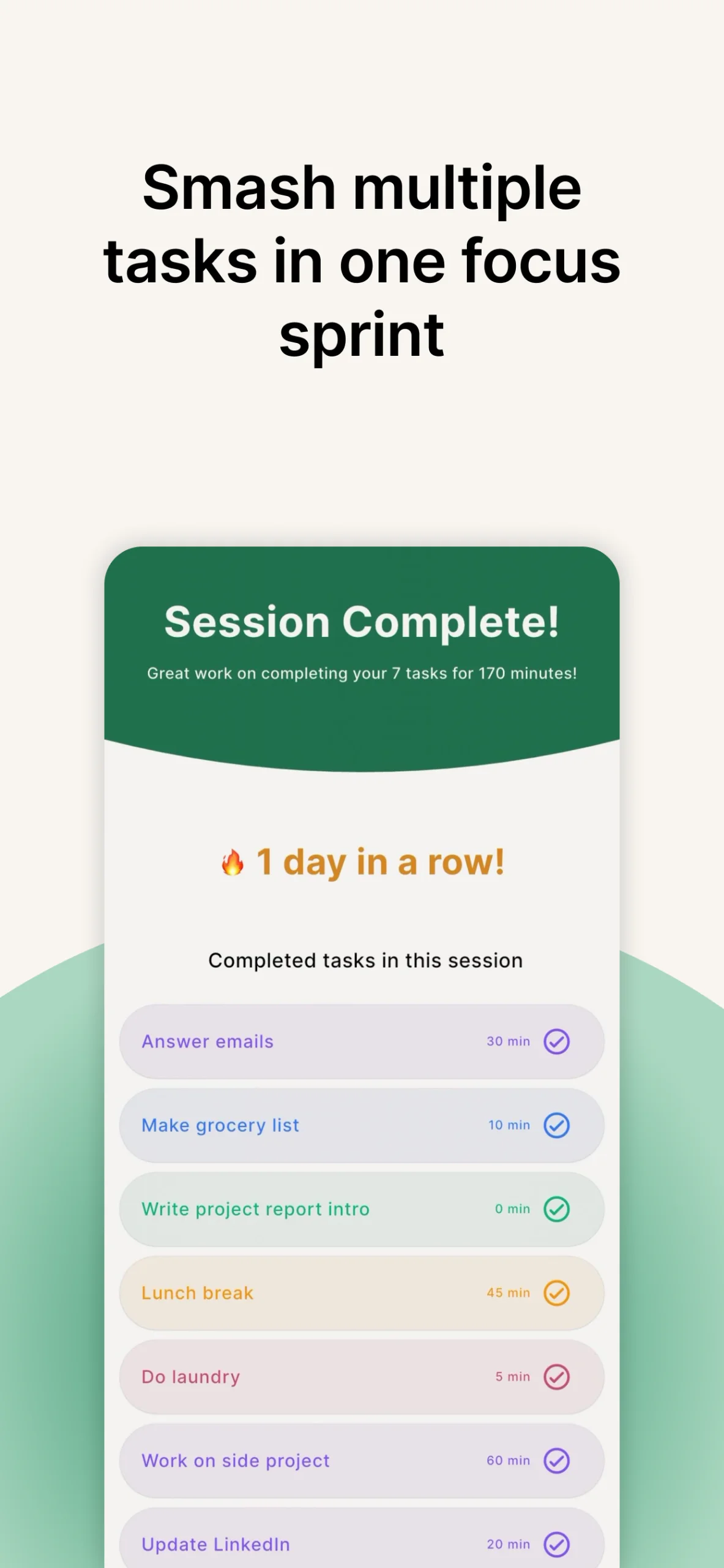 Aperçu de l'interface de FlowStack - Focus task timer 2
