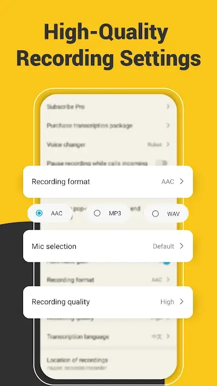Capture d'écran de l'application Super Recorder 3