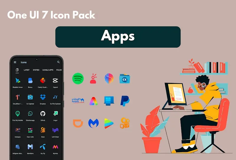 Capture d'écran de prévisualisation de One UI 7 Icon Pack 5