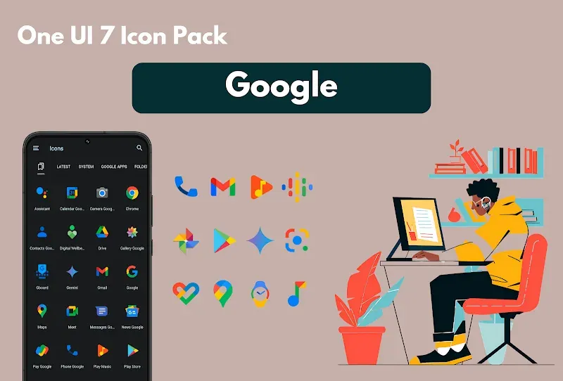 Capture d'écran de prévisualisation de One UI 7 Icon Pack 3