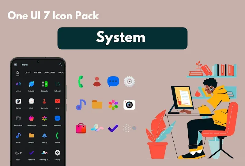 Capture d'écran de prévisualisation de One UI 7 Icon Pack 2