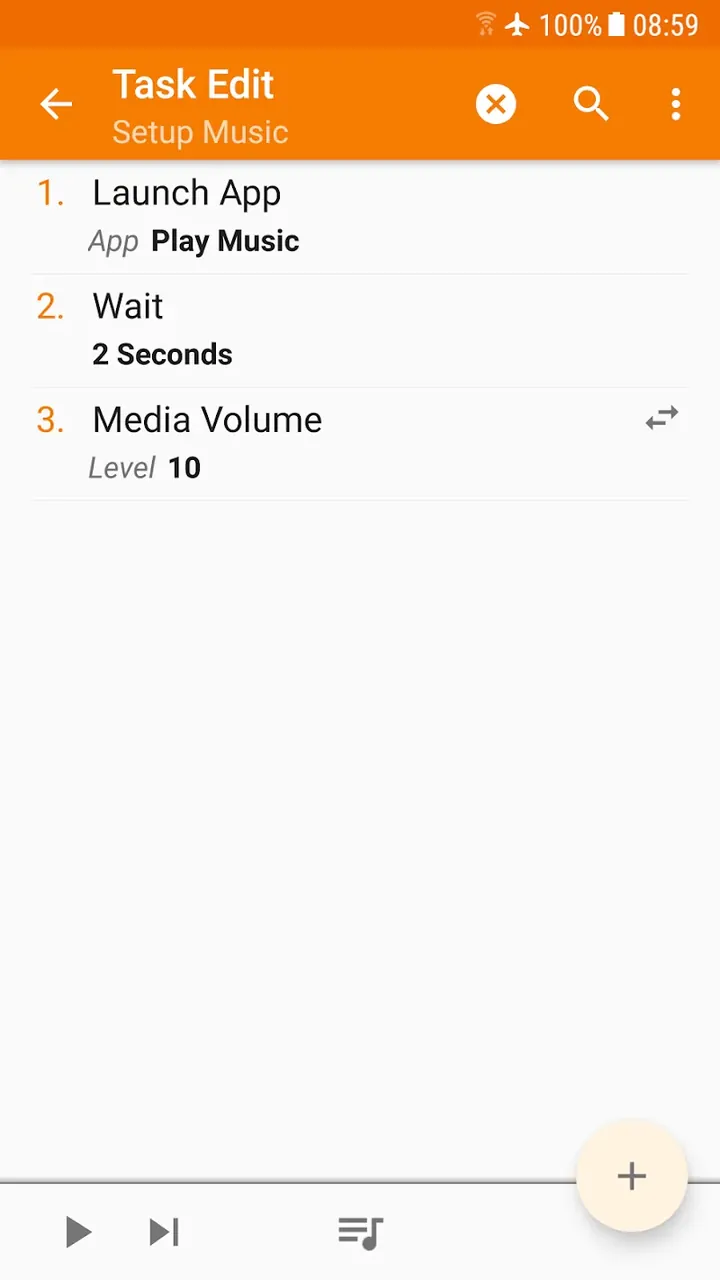 Capture d'écran de l'application Tasker 5