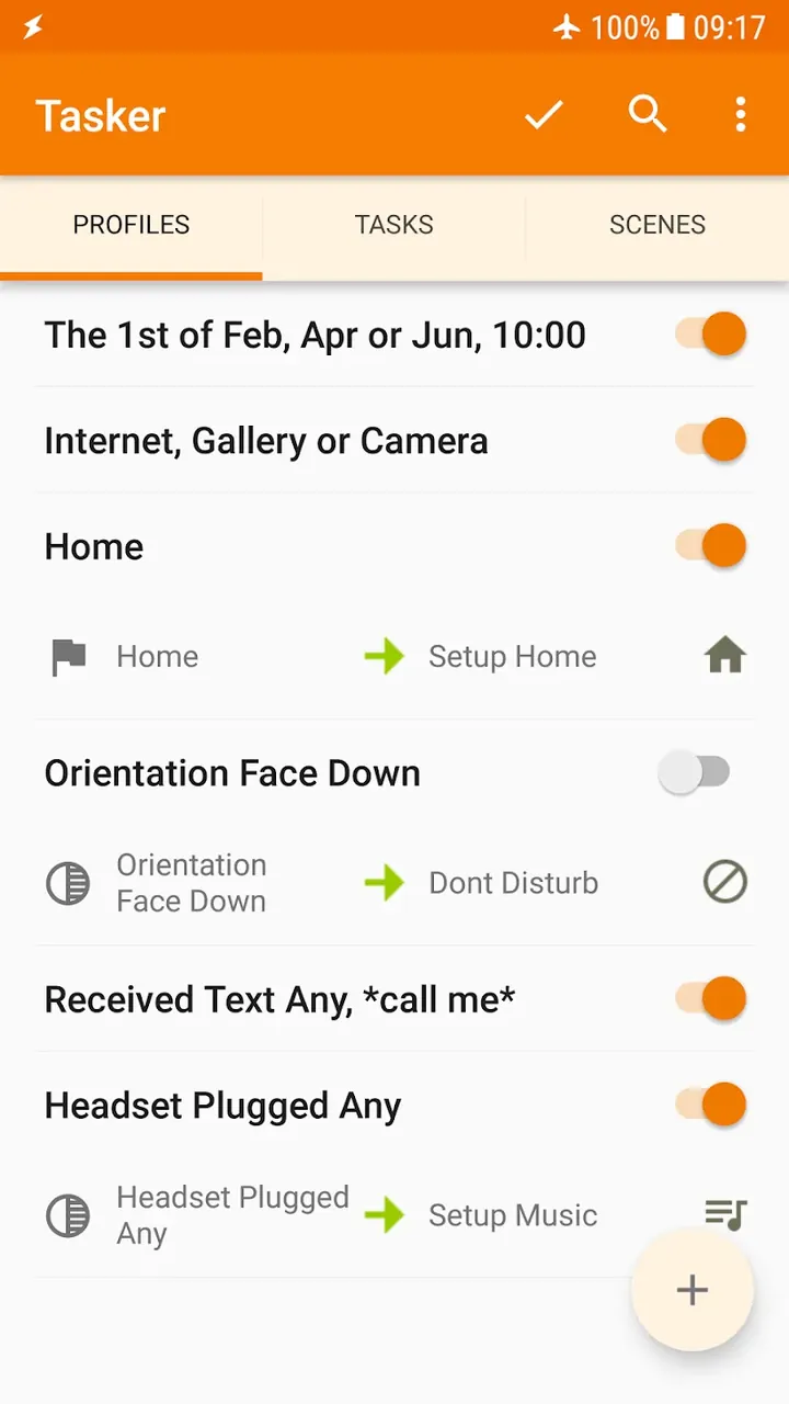 Capture d'écran de l'application Tasker 2