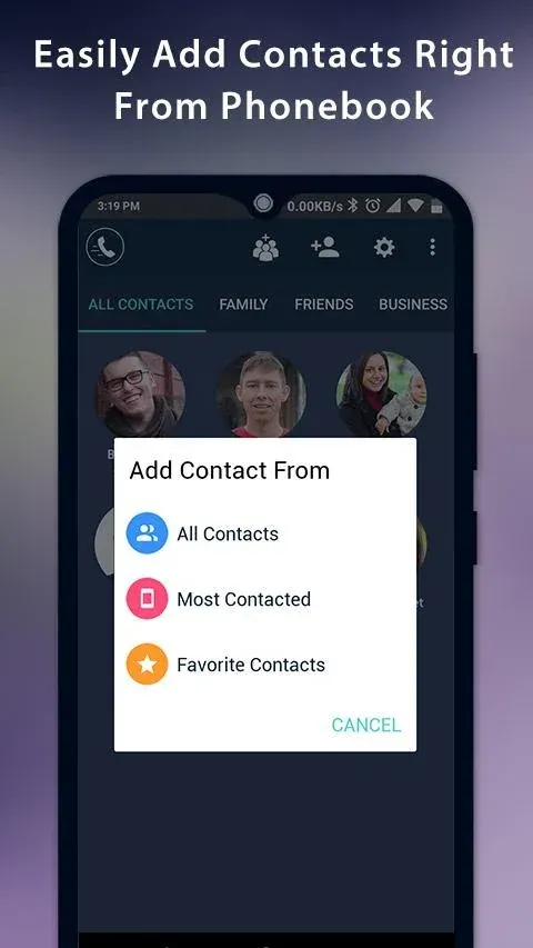 Aperçu de l'application Speed Dial Widget 4