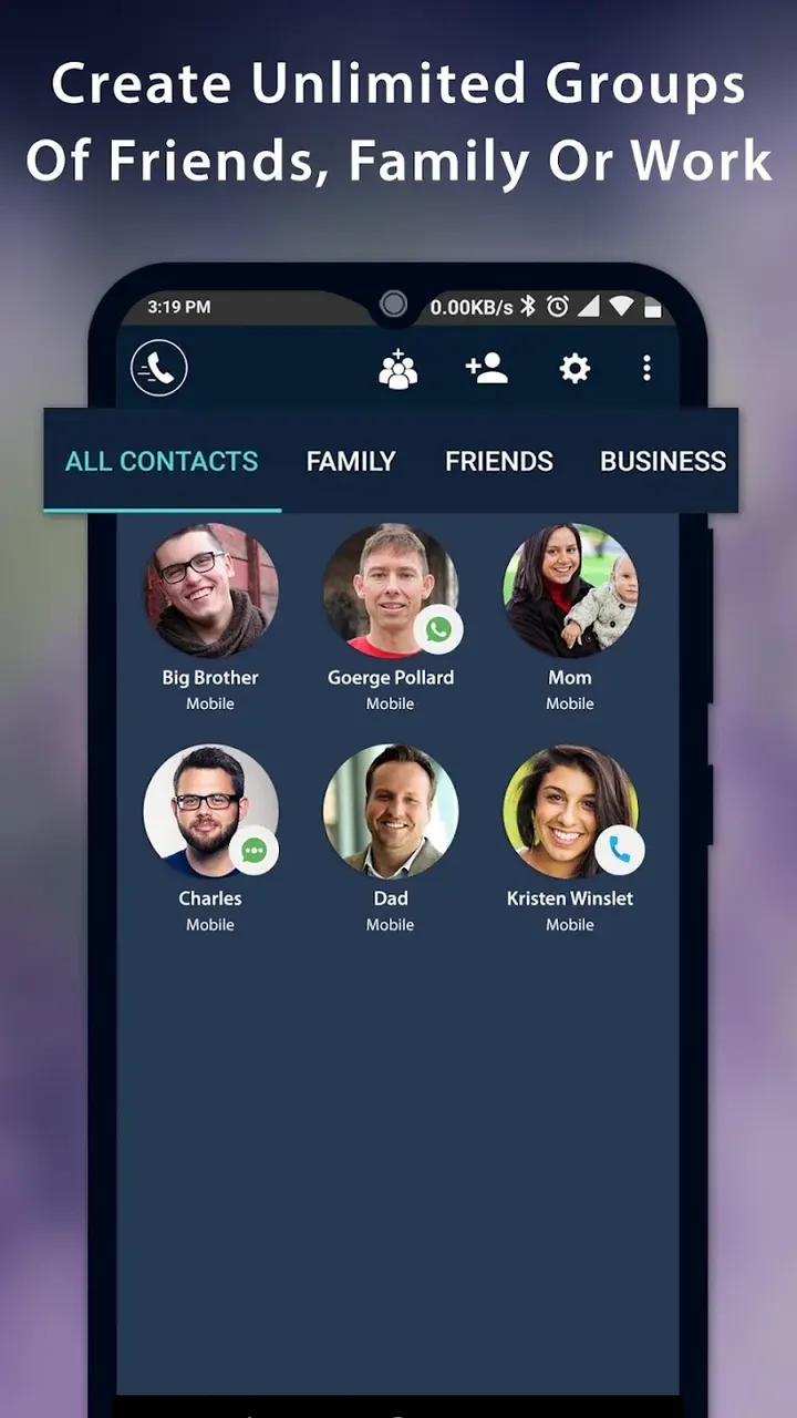 Aperçu de l'application Speed Dial Widget 5