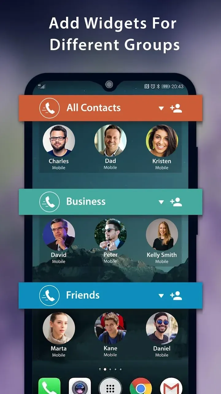 Aperçu de l'application Speed Dial Widget 6