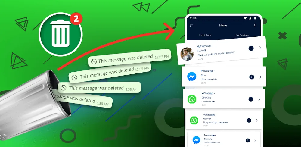 Capture d'écran d'aperçu 1 de WA Deleted Messages Recovery
