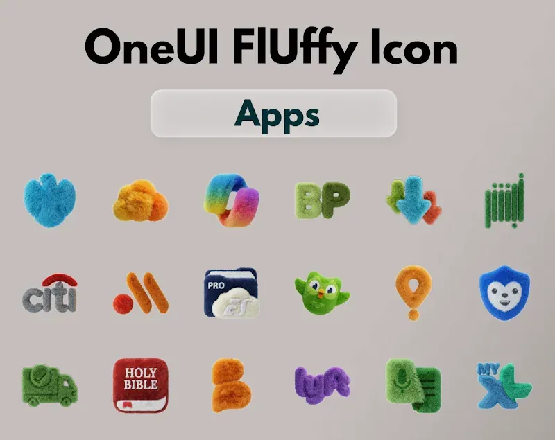 Aperçu OneUI Fluffy Icons 6