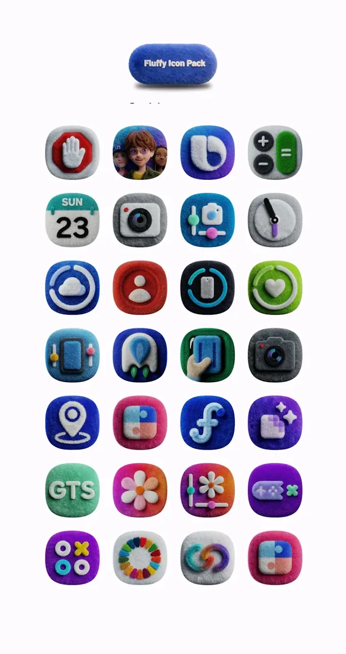 Capture d'écran 4 de One UI Fluffy Icon Pack