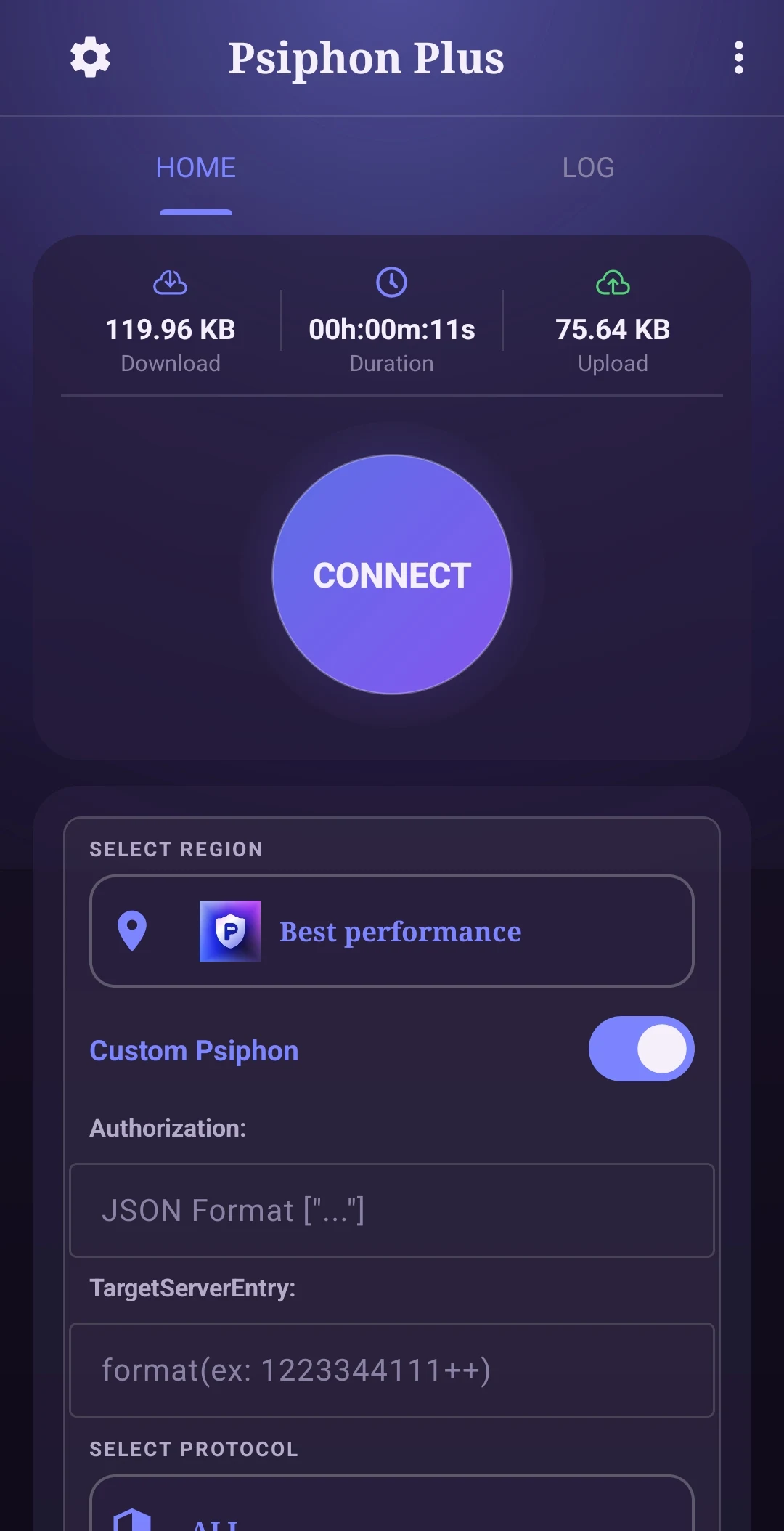 Capture d'écran Psiphon Tunnel Plus 4