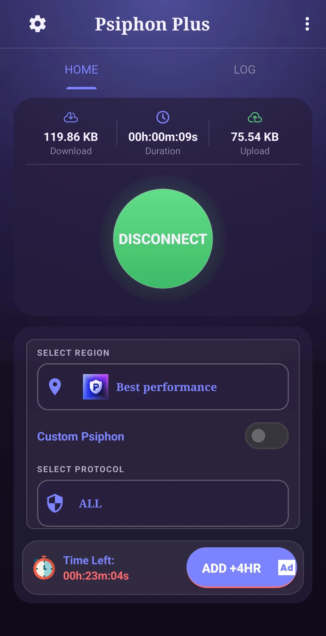 Capture d'écran Psiphon Tunnel Plus 5