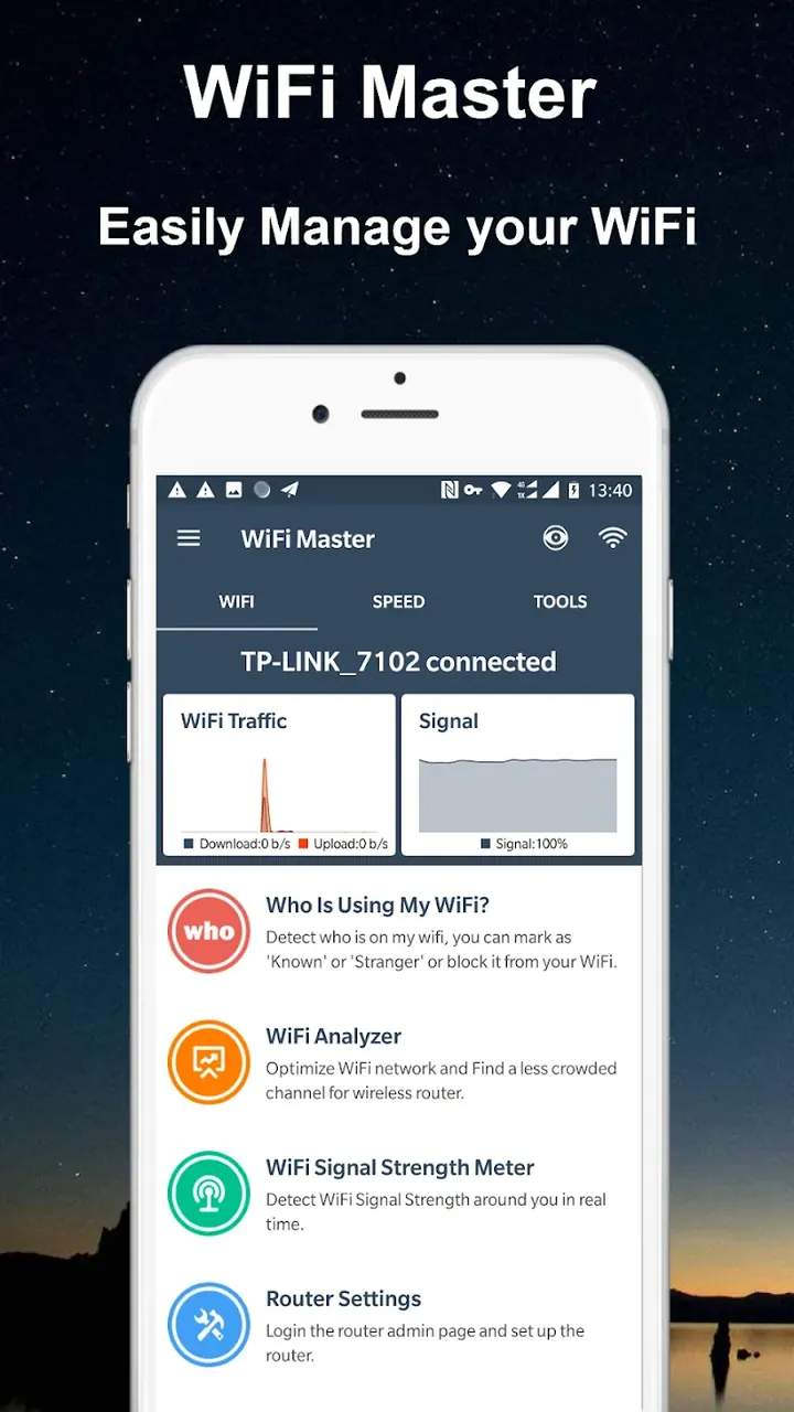 Capture d'écran de l'application WiFi Router Master 2