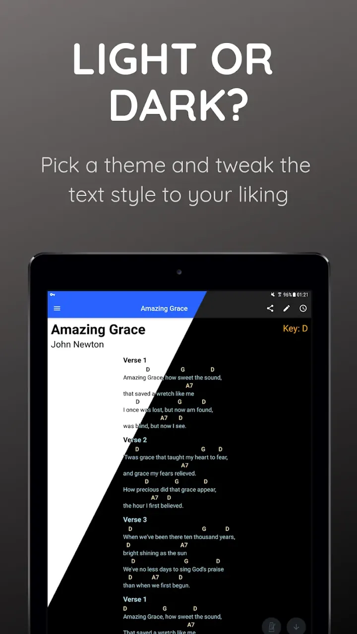 Capture d'écran de l'application SongbookPro 4