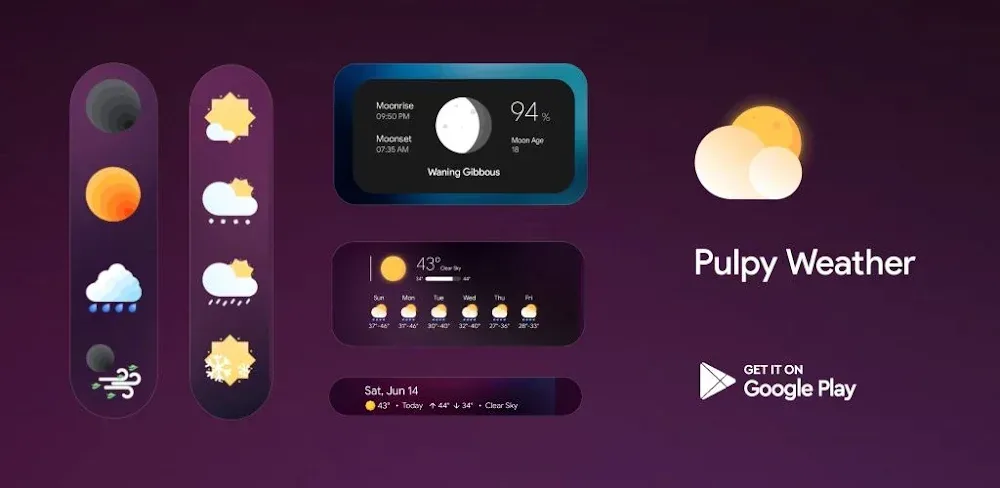 Capture d'écran 1 de Pulpy Weather MOD APK – Kwgt/Klwp/Klck
