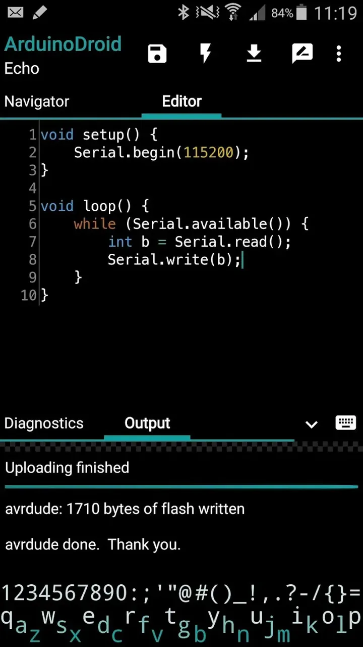 Capture d'écran ArduinoDroid 5