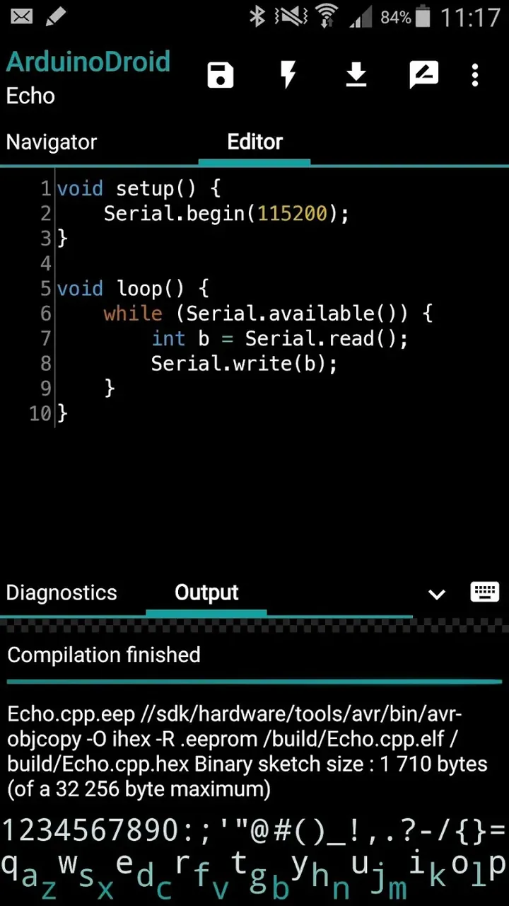 Capture d'écran ArduinoDroid 4