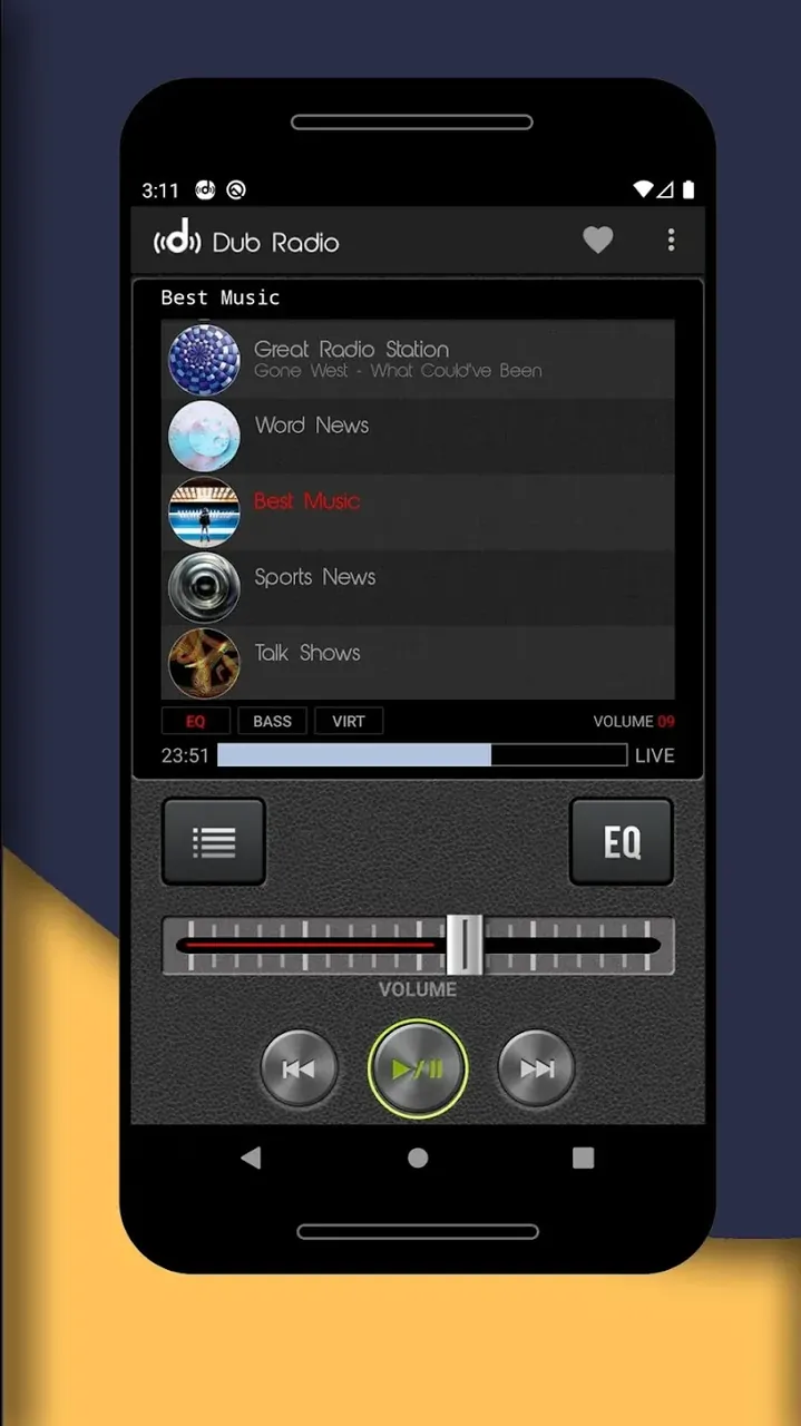Aperçu de l'interface Dub Internet Radio FM AM 4