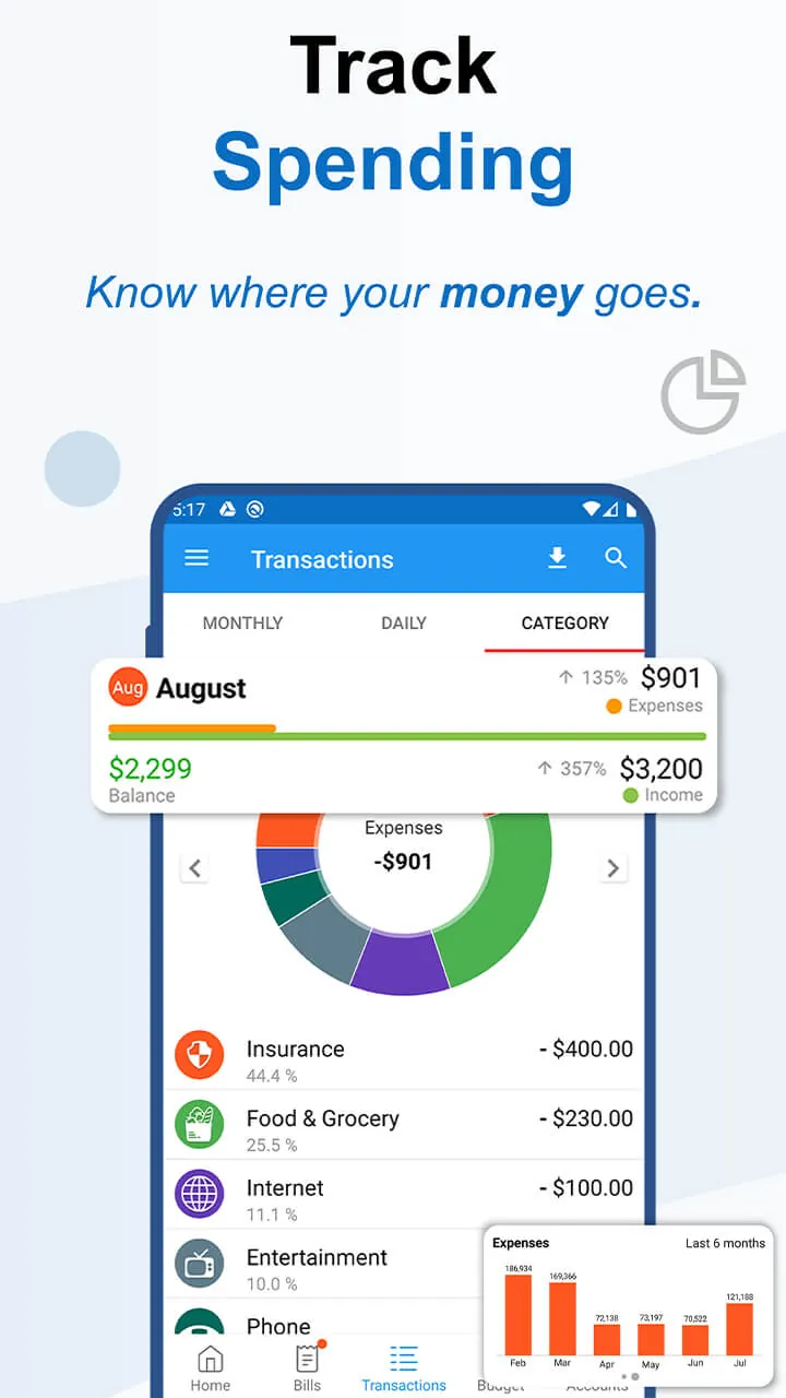 Aperçu de l'écran de Bill Payment Organizer, Budget 6