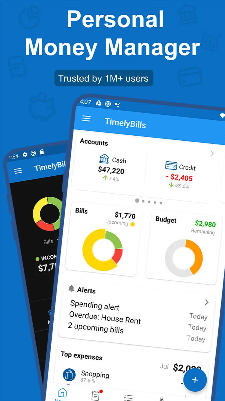 Aperçu de l'écran de Bill Payment Organizer, Budget 2