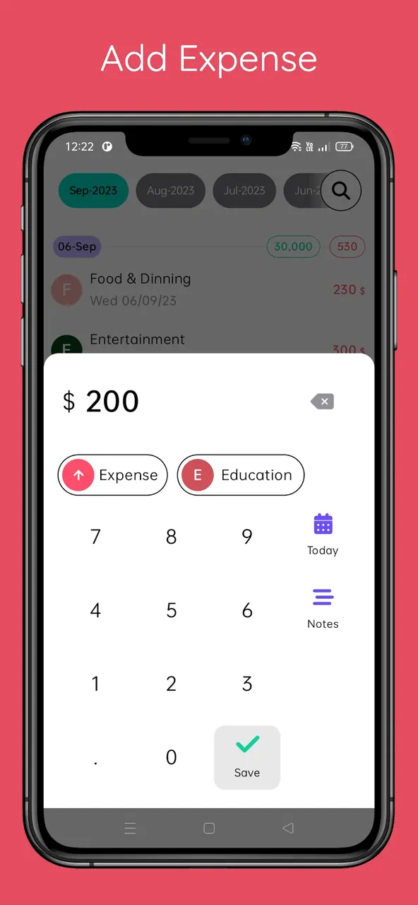 Capture d'écran de l'application Expenso 7