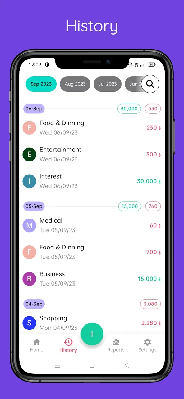 Capture d'écran de l'application Expenso 3