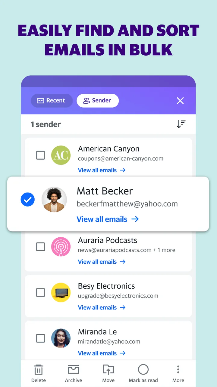 Aperçu 2 de l'application Yahoo Mail
