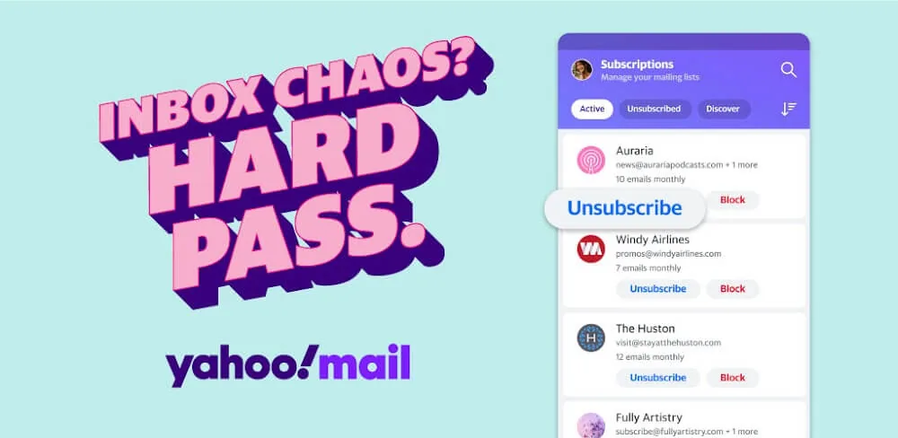 Aperçu 1 de l'application Yahoo Mail