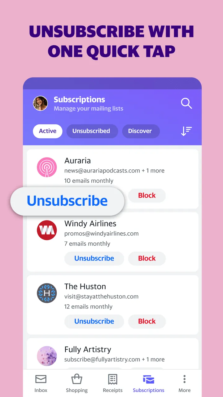Aperçu 6 de l'application Yahoo Mail