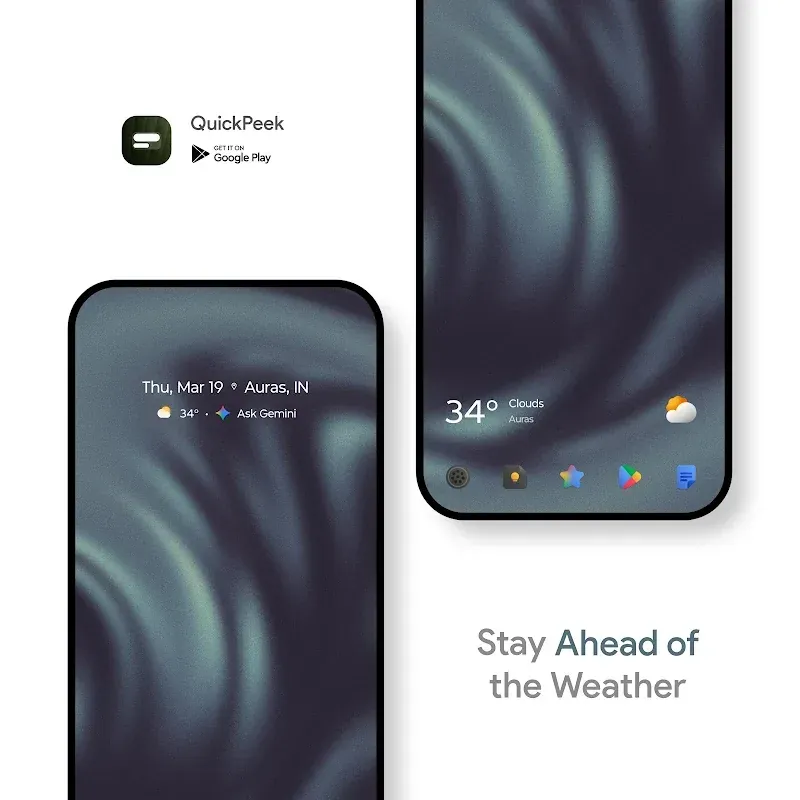 Disposition de widget QuickPeek capture d'écran 2