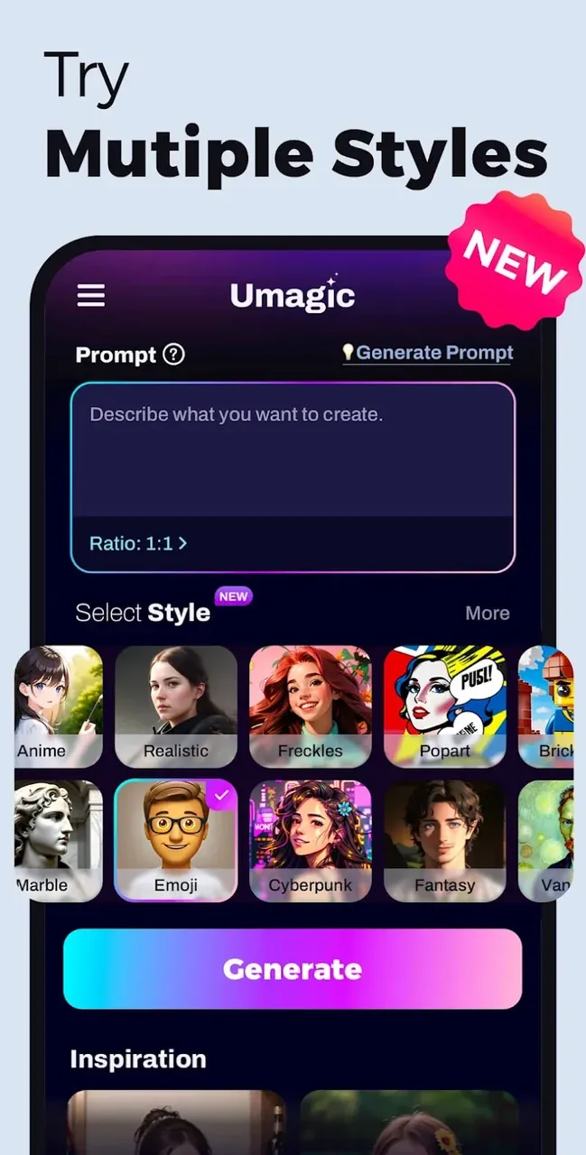 Aperçu de l'interface de Umagic AI 5
