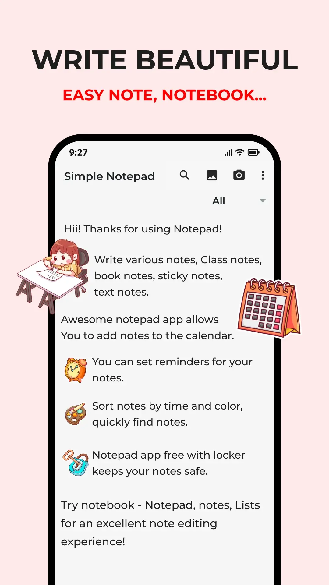 Capture d'écran 2 de l'application Notes : Bloc-notes et listes de tâches