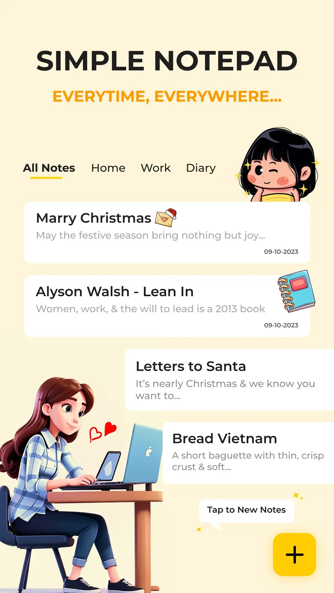 Capture d'écran 1 de l'application Notes : Bloc-notes et listes de tâches