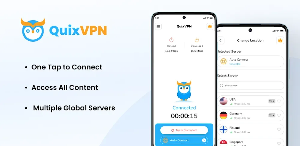 Capture d'écran de l'application QuixVPN 1