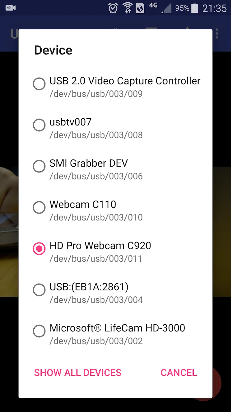 Aperçu de l'application USB Camera Pro 3