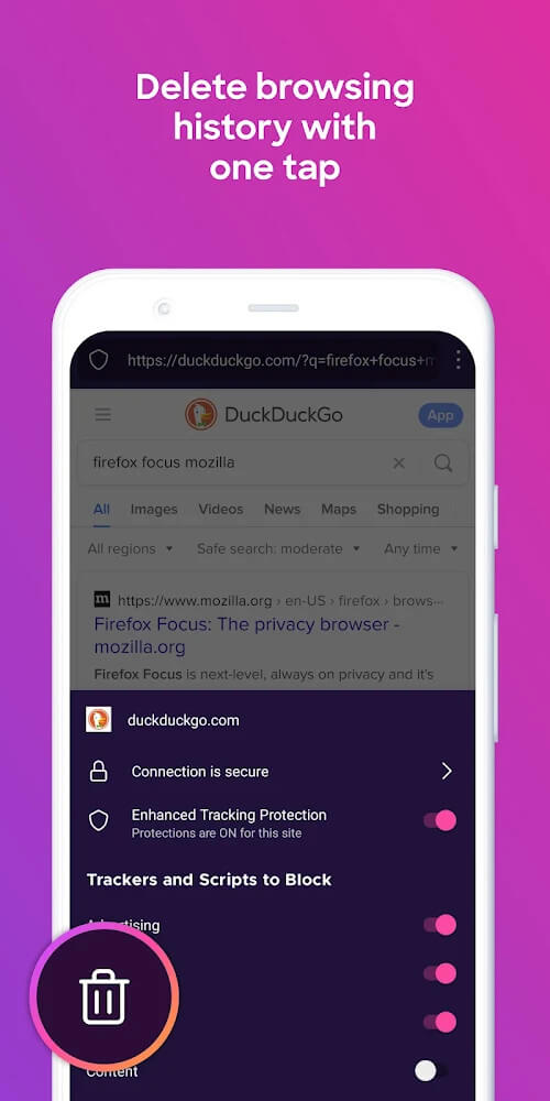 Capture d'écran aperçu Firefox Focus 2