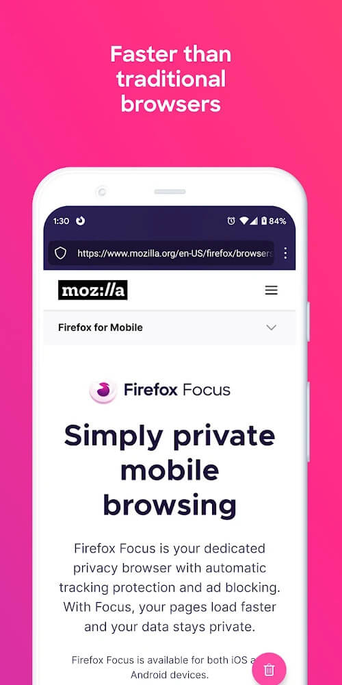 Aperçu de l'application Firefox Focus 5