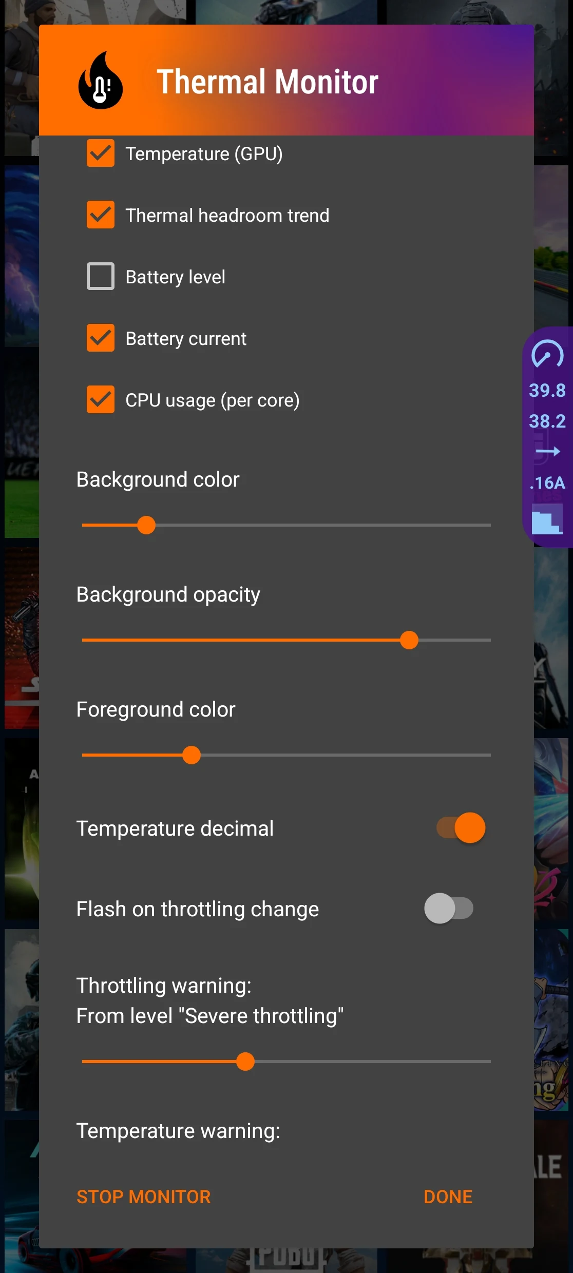 THETHERMAL MONITOR - PHONE TEMP SCREENSHOT 3