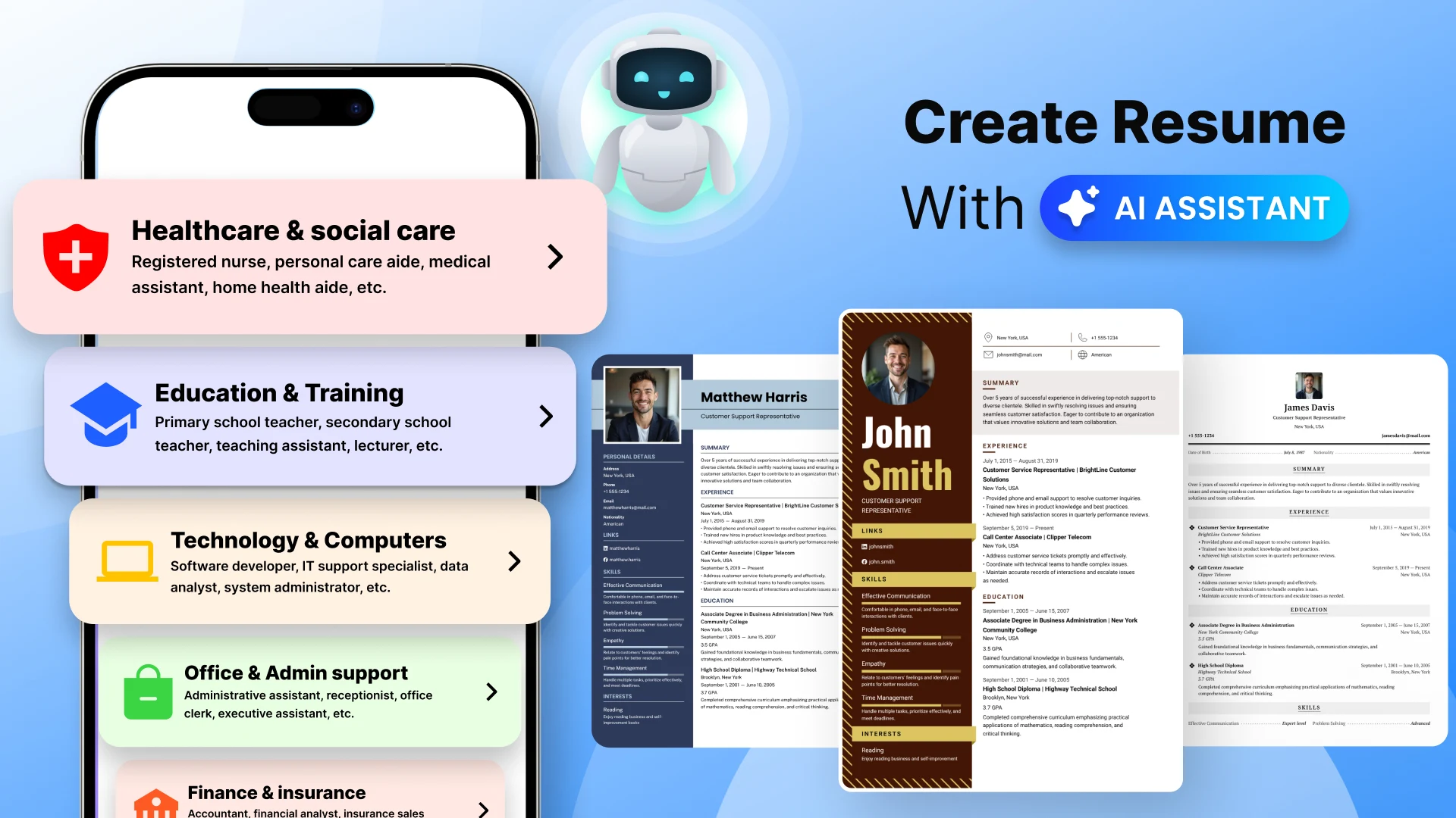 Aperçu de l'application WeBuildCV: Resume Maker PDF AI 2