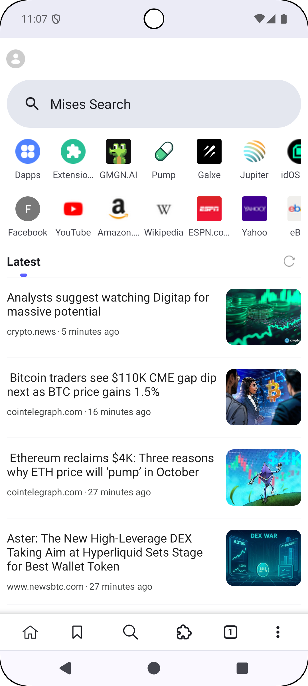 Capture d'écran Mises Browser 1