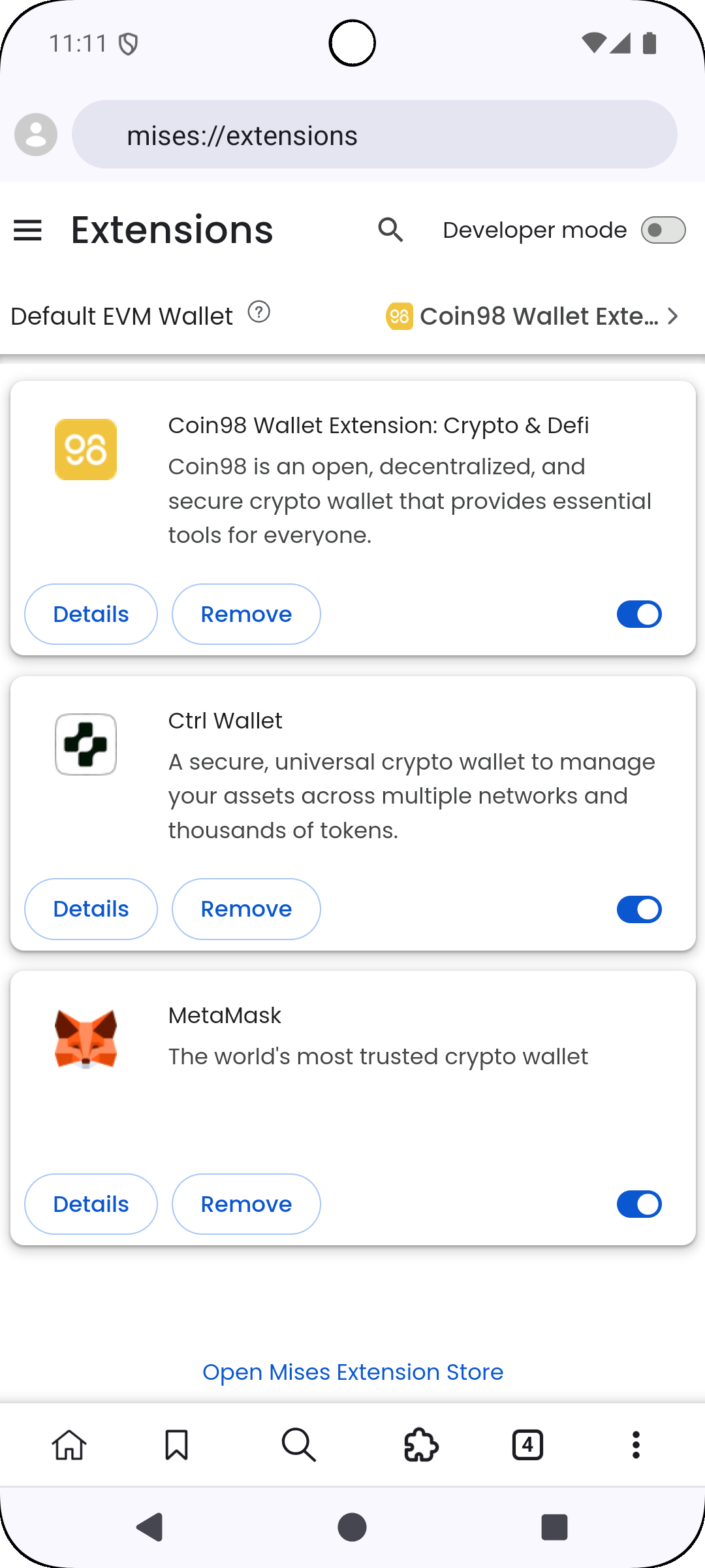 Capture d'écran Mises Browser 3